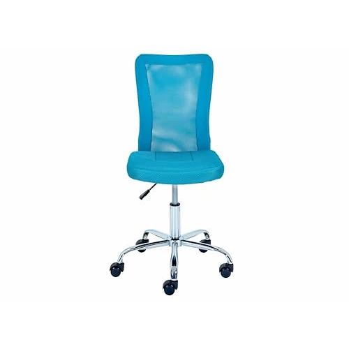 Inter Link - Children's Desk Chair - Ergonomic Swivel Chair - Height Adjustable - Chromed Metal Base - Breathable Mesh Fabric Cover - Rotates 360° - Turquoise - Bonnie