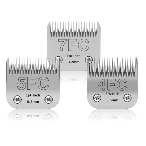 Zeitlich begrenztes Angebot: YAZIYIR 3 x Abnehmbare Edelstahlklingen für Hundepflege, Größe 7F/5F/4F, kompatibel mit Andis, Oster A5, Heiniger, Moser Max 50 Wahl Serie KM10 von 55.99 € auf 55.99 € (0.00% Rabatt)