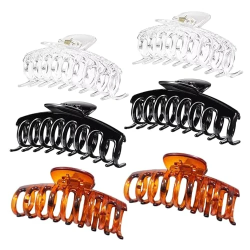 6 Piezas De Clips Grandes De Agarre, Clips De Cabello De Color Sólido Simples, Clips De Tiburones En La Parte Posterior De La Cabeza Y Clips De Fijación De Estilo De Cabello.