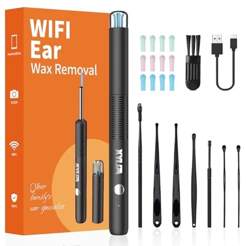 Oferta limitada: Xylla Otoscopio Limpiador de Oidos Cera 3,5mm-Endoscopio con WiFi 1920P Camara y 6 LED con 12 Orejeras de Silicona +8 Herramientas Profesionales,Ear Cleaner IP67 Impermeable para iOS/Android (Negro) de 19.99 € a 9.02 € (ahorro 55%)