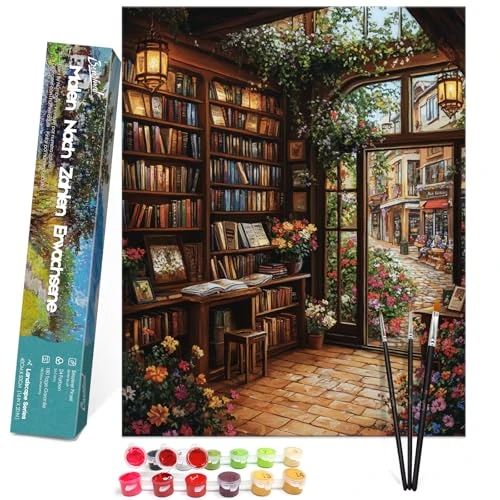 Oferta limitada: Bougimal Pintura por Números Adultos Paisaje con Pinceles y Pinturas Acrílicas - 40 x 50 cm, Sin marco, Biblioteca 2 de 19.99 EUR a 19.99 EUR (ahorro 0%)