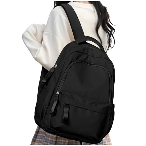Offerta a tempo: HYC00 Zaino Scuola Superiore Media Ragazza Zainetto Leggero Zaini Scolastici Superiori Zaino da Scuola Casual Zaini Università Donna Per PC Portatile 14 Pollici Laptop Bag per Viaggio Scuola,Nero - 34% da 25.99 € a 17.28 €