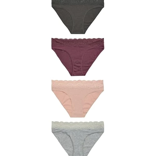 Offre limitée : NEXT Femme Culotte échancrée en Dentelle, Lot de 4 Gris chiné/Rose/Prune Numeric 40 de 29.00 € à 27.00 € (6.9% de remise)