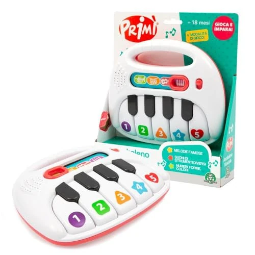 Primì - Regenboog muziek piano, spel voor de eerste kindertijd, interactief elektronisch toetsenbord. piano met lichten en 4 modi, comfortabele draaggreep, voor kinderen