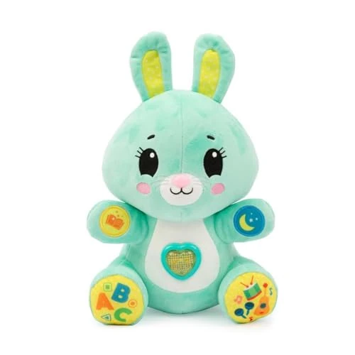 Primì-Coniglio Gioca con Me, Peluche Interattivo con Luci, Suoni, Canzoncine e Storie della Buonanotte in Italiano, Volume Regolabile, Morbido Pupazzo Educativo Raccontastorie