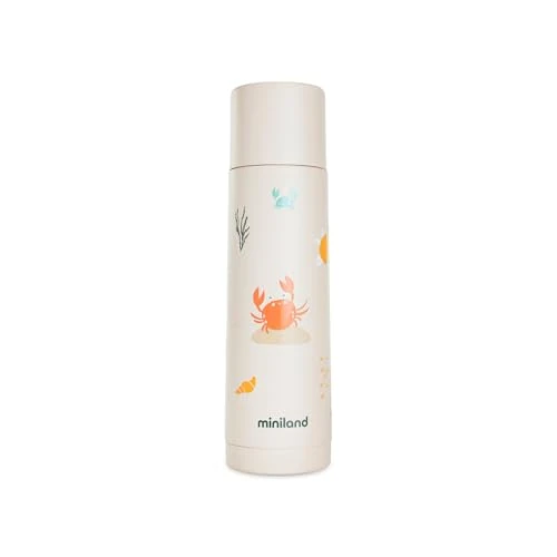 Offerta a tempo: Miniland Borraccia Termica Bambini per Liquidi da 500ml in Acciaio Inossidabile, Mantiene la Temperatura per Oltre 12 ore sia a Freddo e Caldo, Chiusura Ermetica e Sistema Antigoccia | Crabsy - 14% da 20.90 € a 18.05 €