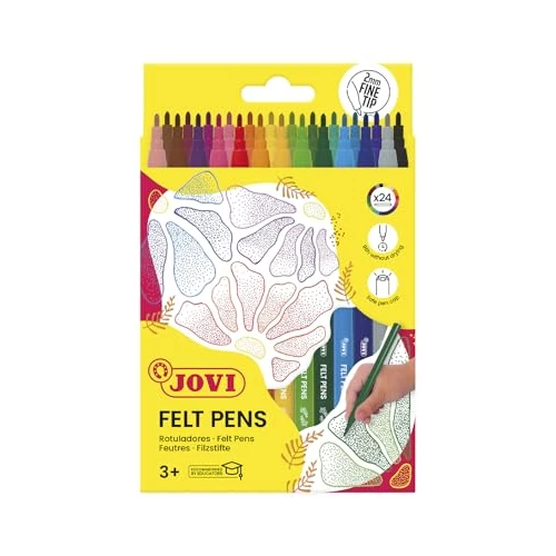 Offerta a tempo: Jovi - FELT PEN, Pennarello a tratto fine, punta fine, astuccio 24 colori | Punta da 2 mm - 9% da 2.78 € a 2.53 €