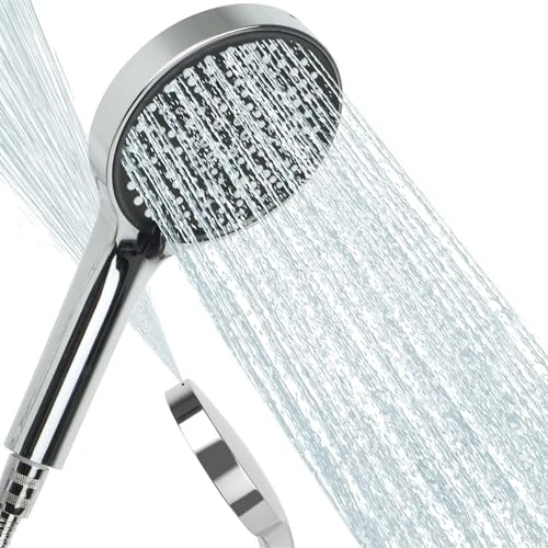 Duschkopf Wassersparend ,125mm Duschkopf Groß mit 6 Strahlarten, Turbogeladenes Regendusche Duschkopf Druckerhöhend , Handbrause Duschbrause für Baden, Sparduschkopf, Handheld Shower Head