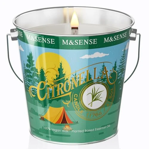 Limited offer: M&SENSE Citronella Eucalyptus Large Soy Scented Candles Outdoor for Women Men 550g 110H Organic Summer Citronella Candles for Outside Patio Camping BBQ Non Toxic Long Lasting Candles for Family Home from 39.99 EUR to 29.99 EUR (save 25%)