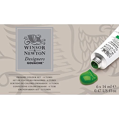 Offerta a tempo: Winsor & Newton Designers Gouache - Set Assortito Colori Primari gouache professionale da 6 tubi da 14 ml, colori primari, per design, illustrazione, arti grafiche - 23% da 39.95 € a 30.95 €