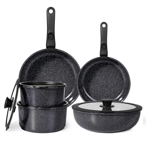 GiPP Set di Pentole e Padelle Ceramiche Antiaderenti 11 Pezzi con Manico Amovibile - Cucina Sana per Camper, Senza Tossine, Compatibile Induzione/Forno/Lavastoviglie