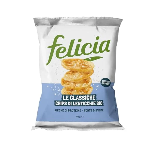 Felicia, Chips di Lenticchie e Patate Biologiche Classiche, Gusto Autentico, Snack Proteico e Salutare, Formato 50g