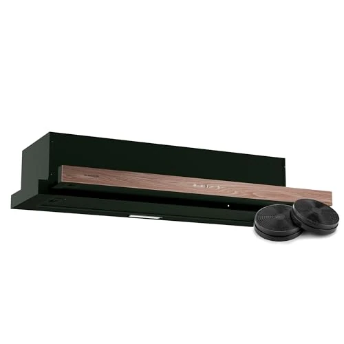 Offerta a tempo: Klarstein ZenFusion - Cappa Aspirante da Incasso, 90cm, Cappa da Cucina con Comando a Sfioramento, 400 m³/ora, Efficienza Energetica A, LED, Filtro Antigrasso & a Carbone, Design Finto Legno, Nero - 40% da 234.99 € a 140.82 €