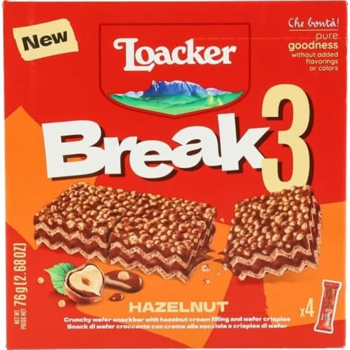 Offerta a tempo: Loacker Break3 - 4 Barrette con Crema alle Nocciole e Ripieno di Friabile — 20% da 2,19 € a 1,75 €