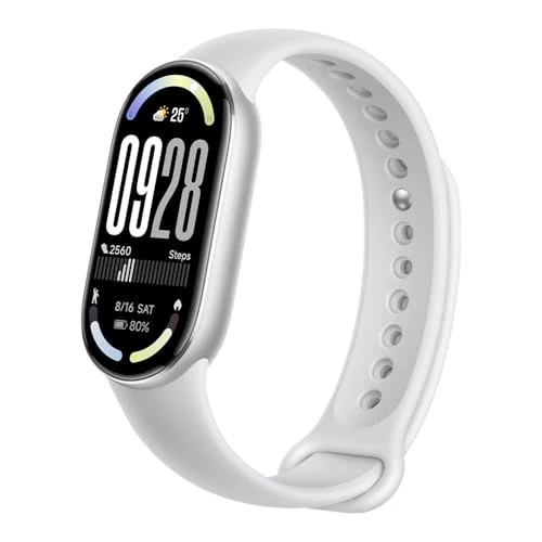 Xiaomi Smart Band 10, Smart Watch, Fitness Tracker, wyświetlacz AMOLED 1,72", akumulator 21 dni, wodoszczelność 5ATM, SPO₂ i pomiar tętna, monitorowanie snu, 150+ trybów sportowych, srebrny