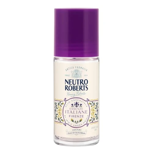 Offerta a tempo: Neutro Roberts, Deodorante Roll-on Firenze Senza Sali di Alluminio, Zero Macchie, con Olio Essenziale di Iris e Ambra grigia, Con Puro Olio di Glicerina, Deodorante Donna e Uomo, 50 ml, 48h - 40% da 4.99 € a 2.99 €