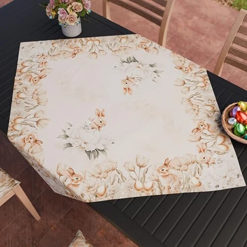 PETTI Artigiani Italiani - Centro de Mesa de Pascua 90x90 cm, Tela de Microfibra Antimanchas, Elegante y Lavable, Decoración Refinada, 100% Fabricado en Italia