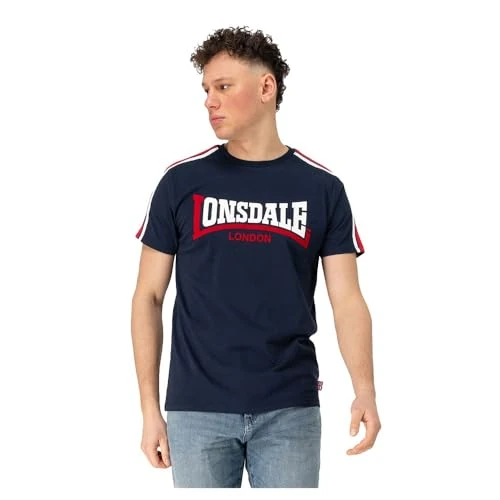 Zeitlich begrenztes Angebot: Lonsdale Herren T-Shirt Normale Passform MERRYN M, Navy/White/Red von 34.90 € auf 18.19 € (48% Rabatt)