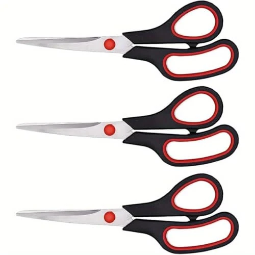 Offerta a tempo: 3 paia di forbici in acciaio inossidabile ultra affilate da 21,6 cm: manico confortevole, versatili per ufficio e casa, per destri e mancini - amichevole - 0.00% da 3.98 € a 3.98 €