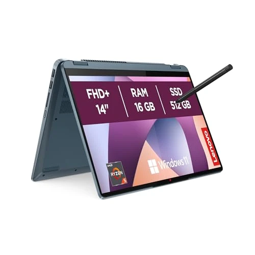 Lenovo IdeaPad Flex 5 Notebook 14 Zoll (35,6 cm) WUXGA (1920 x 1200) IPS, AMD Ryzen 5 7430U, 16 GB RAM, 512 GB SSD, Windows 11 Home, inklusive Digital Pen – Stone Blue