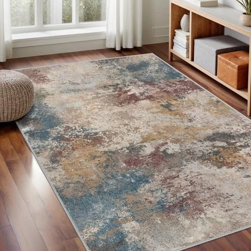 GENIMO Alfombra Salon Moderna, Cocina Lavable Antideslizante, Alfombra Pelo Corto para Dormitorio,Hall Entrada,Pasillo,Abstracto Mixto,120x170 cm