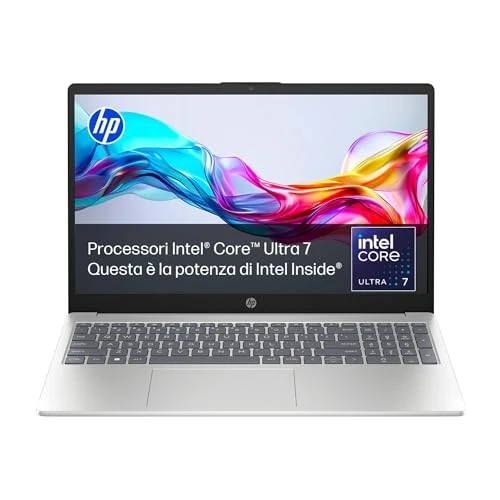 HP Omnibook 5 16-af1000sl, Intel Core Ultra 7-255U, Intel Evo, AI, RAM 16GB LPDDR5, SSD 512 GB, Display 16" 2K IPS 300 Nits, Antiriflesso, True Vision FHD Cam, Windows 11, Argento