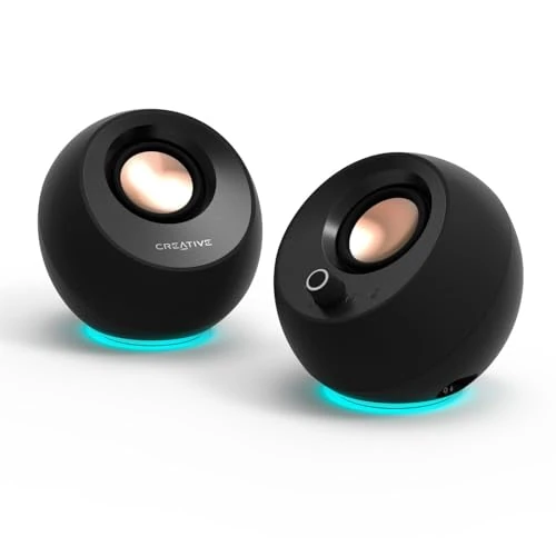 Offerta a tempo: CREATIVE Pebble Pro (Nero) Altoparlanti per computer 2.0 USB-C con Bluetooth 5.3 e illuminazione RGB personalizzabile, audio USB e porta per cuffie/microfono - 21% da 59.99 € a 47.49 €