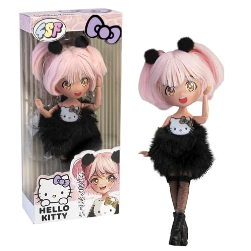 Tijdelijke aanbieding: Hello Kitty Manga Doll Golden Diva Japanse modepop met modieuze manga-outfits, 19,5 cm figuur met 15 gewrichtspunten, roze haar, accessoires, beroemd (HKTF0200) van 36.78 EUR naar 36.78 EUR (korting 0%)