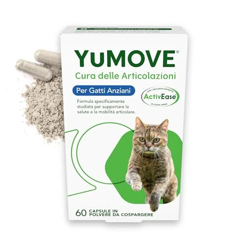 Offerta a tempo: YuMOVE Integratore Articolazioni Gatti 8+ Anni - 60 Capsule Da Spolverare - In Attesa di Brevetto 100mg di Cozza Verde ActivEase per Capsule - Joint Care Gatti Articolazioni Glucosamina & Condoitina - 15% da 38.32 € a 32.57 €