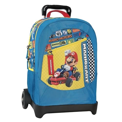 Begrenztes Angebot: Mario Kart Schulrucksack Trolley offiziell Mario Kart, abnehmbare Trolley-Struktur, austauschbare Räder, verstellbarer Griff, 2 Hauptfächer, Fronttasche, gepolsterte Schultergurte, 34 x 52 H x 22 cm, von 99.00 EUR auf 99.00 EUR (Rabatt 0%)
