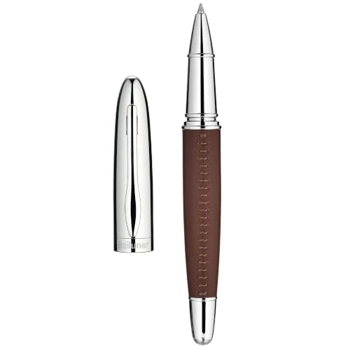 Offerta a tempo: BEILUNER 318 Penna Rollerball di Lusso in Pelle, Pelle Premium Cucita a Mano & Finitura Cromata, Ricambio Schmidt, Miglior Set Regalo Manageriale per Uomo e Donna, Penna Riempiibile - Marrone - 35% da 39.99 € a 26.06 €