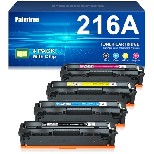 Offerta a tempo: Palmtree 216A (Con Chip) Cartucce Toner Compatibili per HP 216A per HP Color Laserjet Pro MFP M183fw M182n M183fdw M182nw M155a M155dw M155nw M182 M155 W2410A W2411A W2412A W2413A Toner (4 Pack) - 0.00% da 80.99 € a 80.99 €