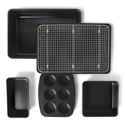 Offerta a tempo: Amazon Basics Teglie Antiaderenti, Set di 6 Pezzi, Impilabili, Lavabili in Lavastoviglie e Adatte al Forno - 17% da 26.99 € a 22.40 €