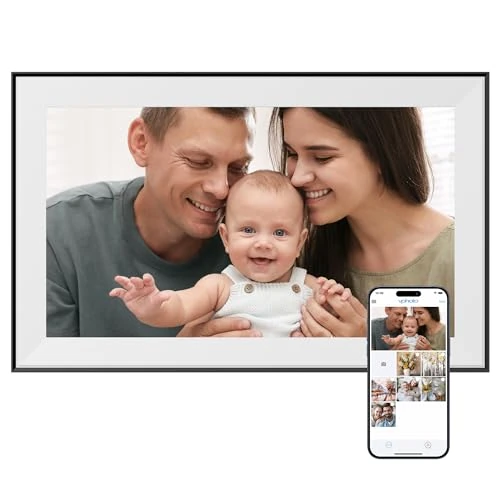 Dragon Touch Cadre Photo Numérique WiFi 15,6 Pouces - Cadre Photo Électronique avec 32 Go de Stockage, Écran Tactile FHD 1080P, Rotation Automatique, Partage Instantané de Photos et Vidéos Via APP