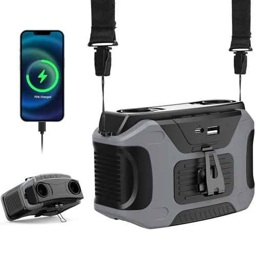 20000mAh Akku Tragbarer Taillen Ventilator, 40 Stunden Laufzeit, Wiederaufladbarer Gürtel Clip Ventilator, 5 Stufiger Dual Luftstrom, Freihändige Kühlung, Camping und Outdoor Aktivitäten