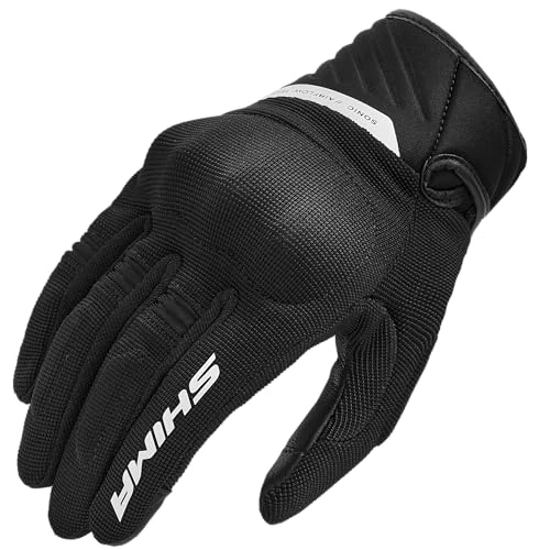 SHIMA SONIC Motorbike Gloves Women Textile Leather Short Summer Biker Armoured Protectors Motorcycle Perforated Ventilated Touchscreen Motorsport Glove Lightweight Motocross (Womens, White, L)