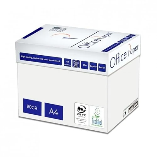 OFFICE PAPER Carta A4 per Stampante 80gr - Cartiera Navigator - Confezione da 5 risme da 500 Fogli l'una - tot. 2.500 fogli - ideale per tutte le Stampanti e Fotocopiatrici da ufficio e casa - bianca