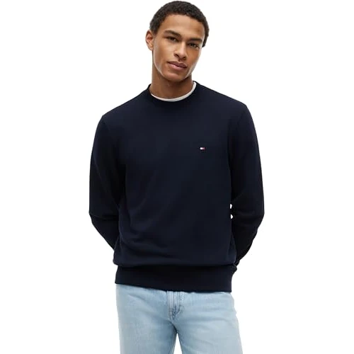 Offerta a tempo: Tommy Hilfiger Uomo Felpa Essential Terry Crewneck con Scollo Rotondo, Blu (Desert Sky), XS - 39% da 99.90 € a 60.49 €