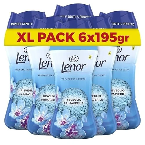 Lenor UNstoppables Perlas de Perfume para la Ropa, 96 Lavados (6 x 195g), Suavizante con Fragancia Frescor de Abril, Potenciador de Frescor