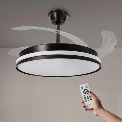 Oferta limitowana: M Ledme - Wentylator sufitowy z czarnym światłem LED, pilotem zdalnego sterowania, silnikiem prądu stałego, 6 prędkości, cichy, wysuwane łopatki, funkcja lato-zimowa, timer, CCT z 282.80 zł na 282.80 zł (oszczędź 0.00%)