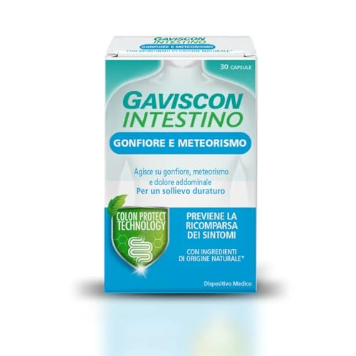 Offerta a tempo: Gaviscon Gonfiore e Meteorismo, Agisce su Gonfiore, Meteorismo e Dolore Addominale e aiuta a prevenirne la ricomparsa, con ingredienti di origine naturale*, tecnologia colon protect, 30 Capsule - 15% da 15.59 € a 13.29 €