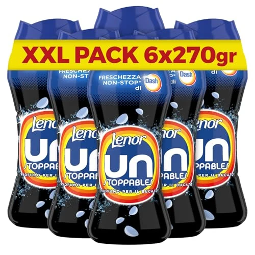 Offerta a tempo: Lenor Profumatore Bucato Perle Profumate Lavatrice, Unstoppables Dash, Mega Pacco 6 x 270g, Intensificatore Di Profumo - 39% da 53.99 € a 32.99 €