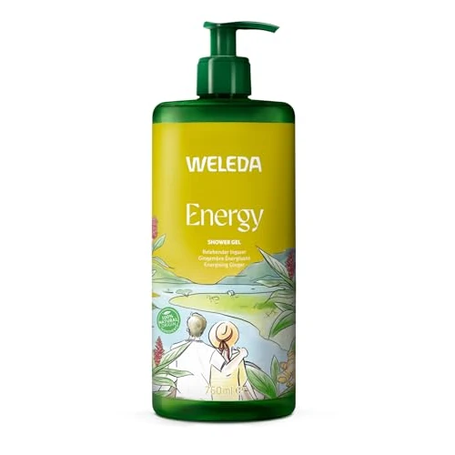 WELEDA Gel de ducha Bio Energy XXL vegano, cosmética natural, aroma de ducha para mujeres y hombres, con aroma a jengibre/madera de cedro, jabón de ducha natural para cuidado de la piel con