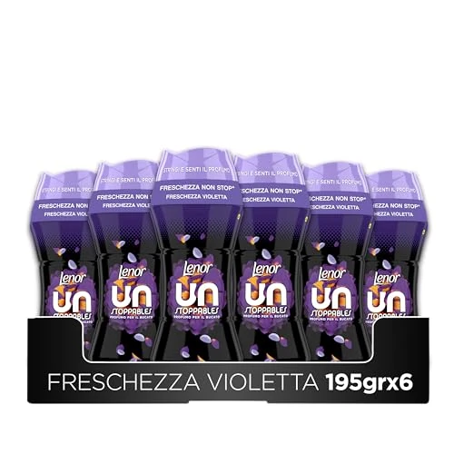 Lenor UNstoppables Wäscheparfum, 96 Wäschen (6 x 195 g), Weichspüler mit frischem Violettduft, Frischebooster