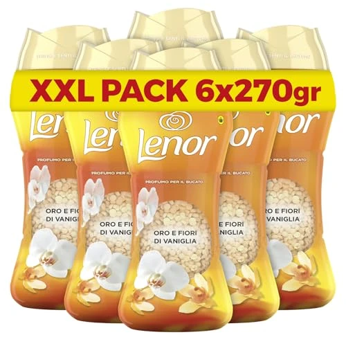 Offerta a tempo: Lenor Profumatore Bucato Perle Profumate Lavatrice,Oro e Fiori Di Vaniglia, Maxi Formato 6 x 270g, Intensificatore Di Profumo — 48% da 50,15 € a 25,99 €