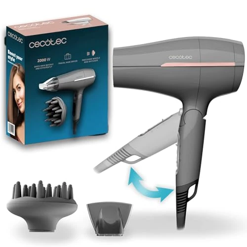 Offerta a tempo: Cecotec Asciugacapelli da Viaggio IoniCare Power&Go Heaven Grey. 2000W. 2 Temperature. 2 Velocità. Funzione Aria Fredda. Bocchetta Concentratore e Diffusore. Anello per Appendere - 0.00% da 14.90 € a 14.90 €