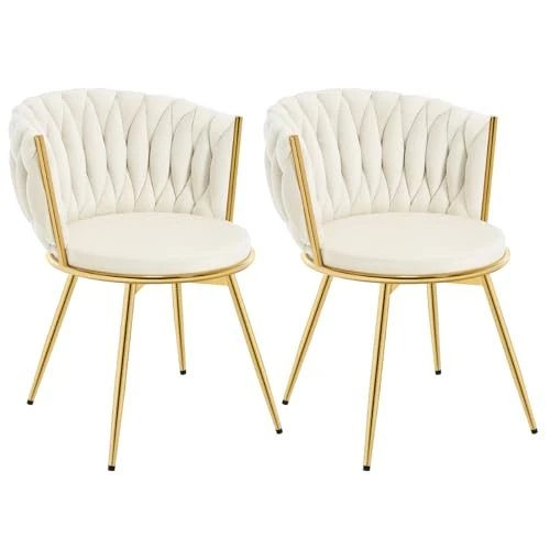 Oferta limitowana: WOLTU Krzesła do jadalni, zestaw 2 sztuk, krzesło kuchenne, krzesło do salonu, z metalową ramą, ergonomiczne, obracane o 360°, do kuchni, salonu, na balkon, aksamitne siedzisko, beżowe, EZS84be-2 z 723.99 zł na 723.99 zł (oszczędź 0.00%