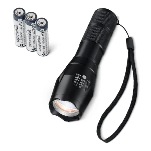 Limited-time offer: Amazon Basics Handheld LED Flashlight with 5 Light Modes - 200 Lumen Zoomable Handheld Torch - Water Resistant Aluminum Flashlight with Lanyard - Batteries Included - Black from 8.97 £ to 8.97 £ (save 0.00%)