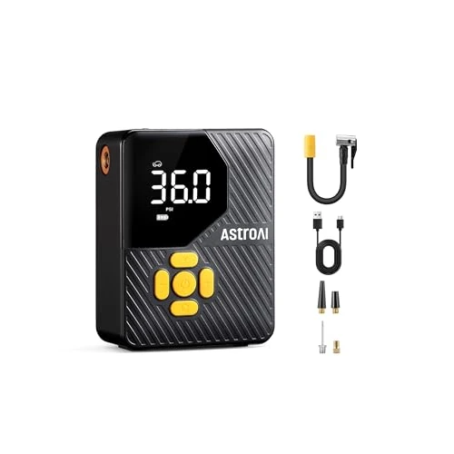 Limited offer: AstroAI L7 Mini Tire Inflator Portable Air Compressor,150 PSI Portable Tire Inflator for Car,Mini Bike Pump,Tire Inflator for Cars,Motorcycle,Bike,Ball with Tire Pressure Gauge&LED Lights from 39.96 EUR to 21.98 EUR (save 45%)