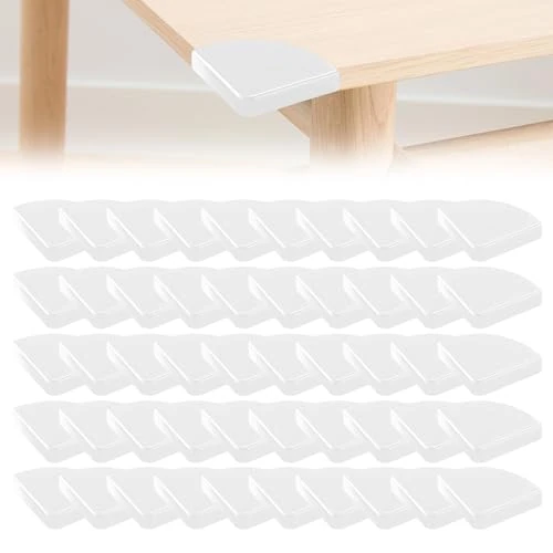 Pack of 50 3 cm Edge Protectors, Baby Child Safety Corner Protectors, Black Furniture Corners, Baby Safety Corner for Door and Window Corners for Table and Furniture, White (White)